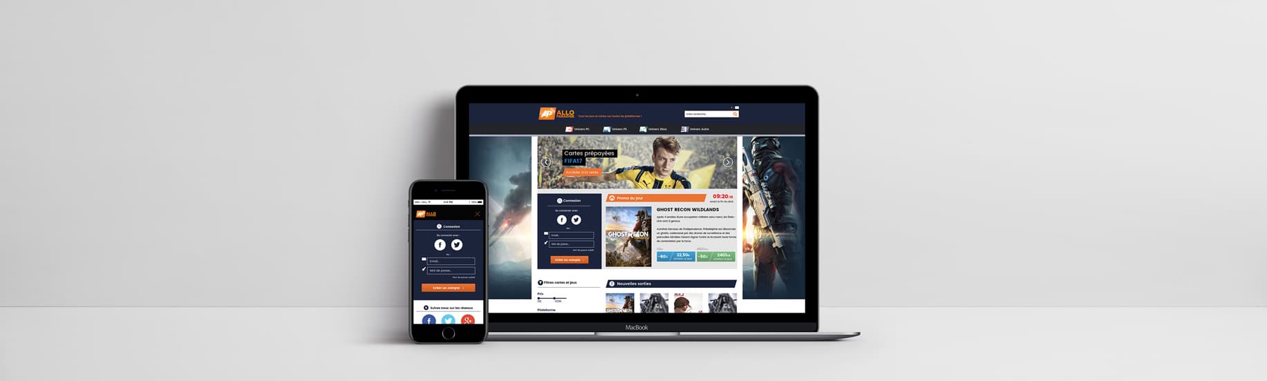 Version mobile est ordinateur du site Allo Paradise