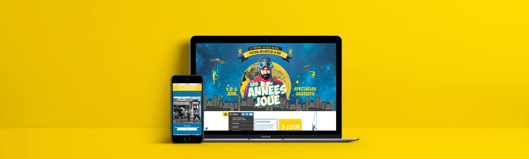 Page d’accueil web et mobile du site des Années Joué