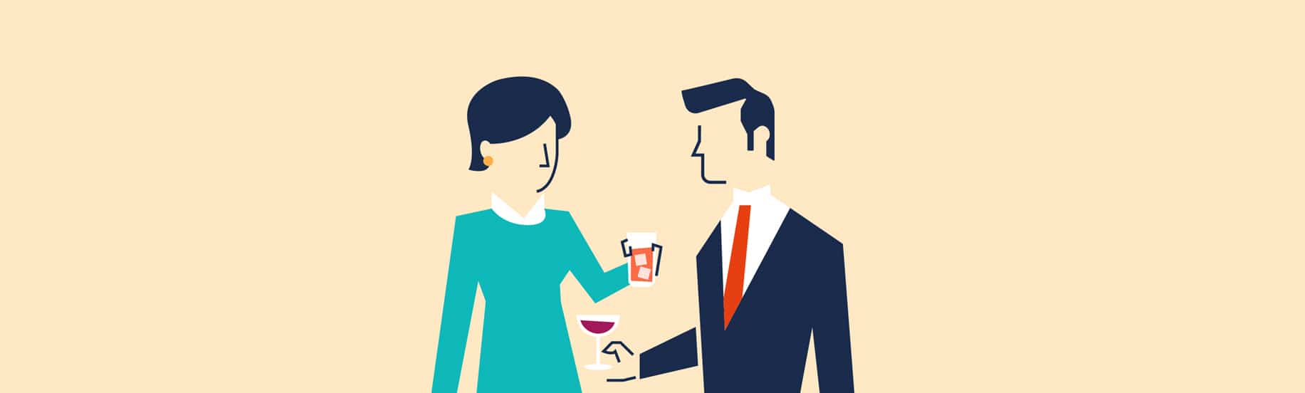 Illustration de deux personnes a un cocktail