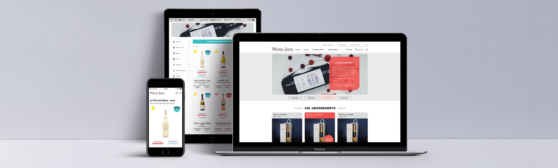 Version mobile et ordinateur du site Wine & Box